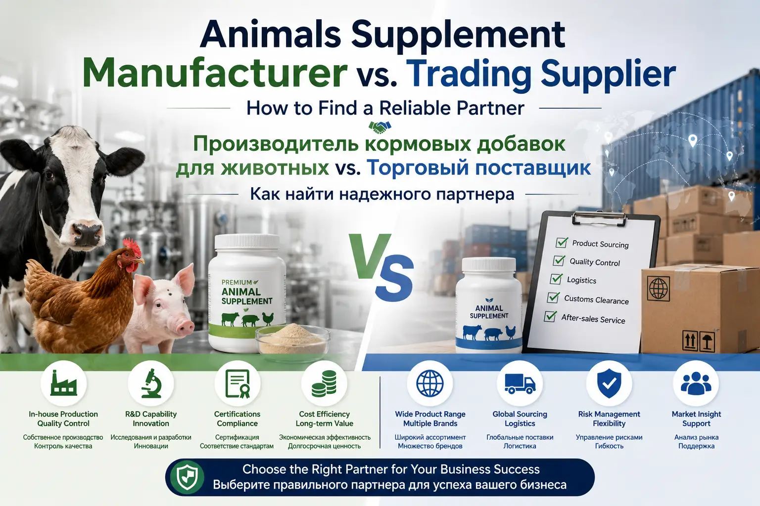 Animals Supplement Manufacturer vs. Trading Supplier: How to Find a Reliable Partner