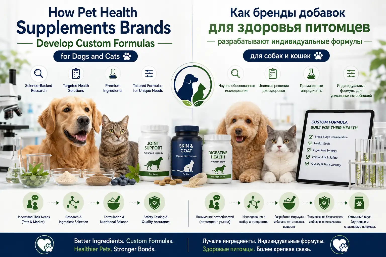 How Pet Health Supplements Brands Develop Custom Formulas for Dogs and Cats