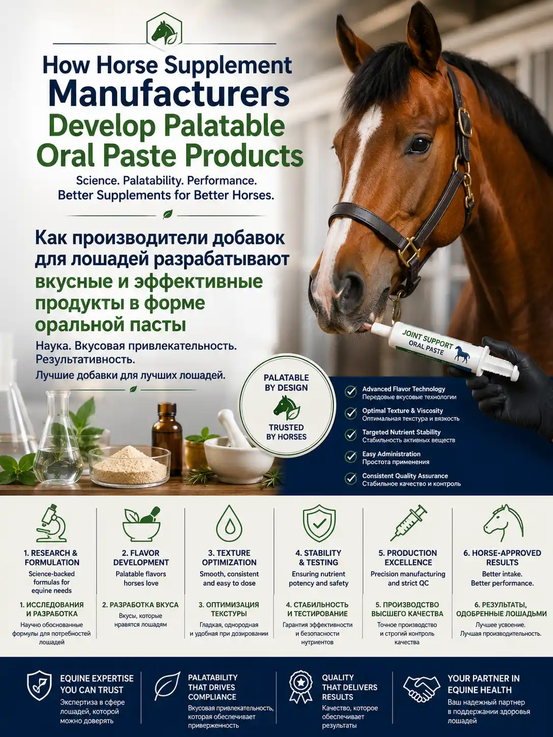 How Horse Supplement Manufacturers Develop Palatable Oral Paste Products