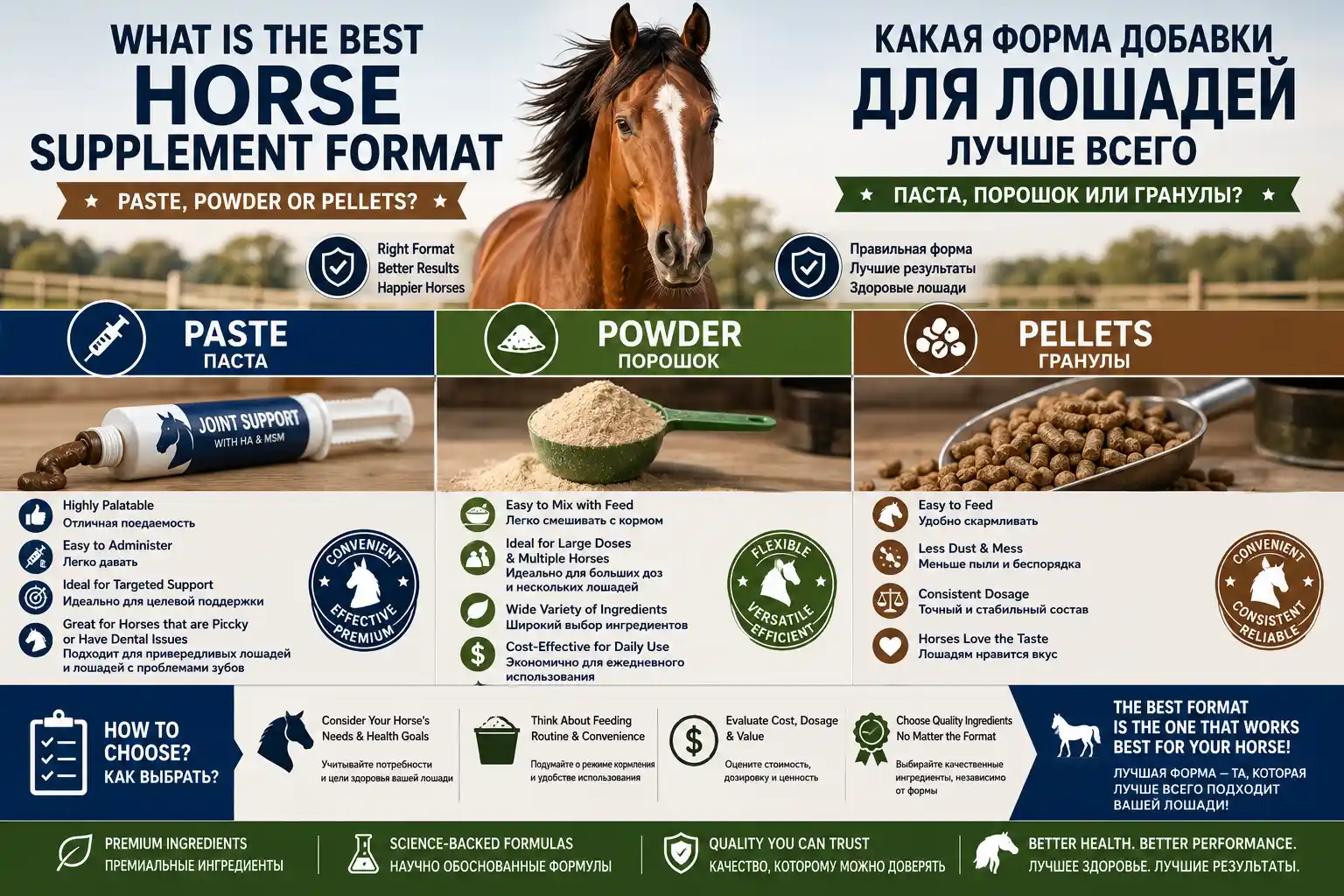 What Is the Best Horse Supplement Format Paste Powder or Pellets