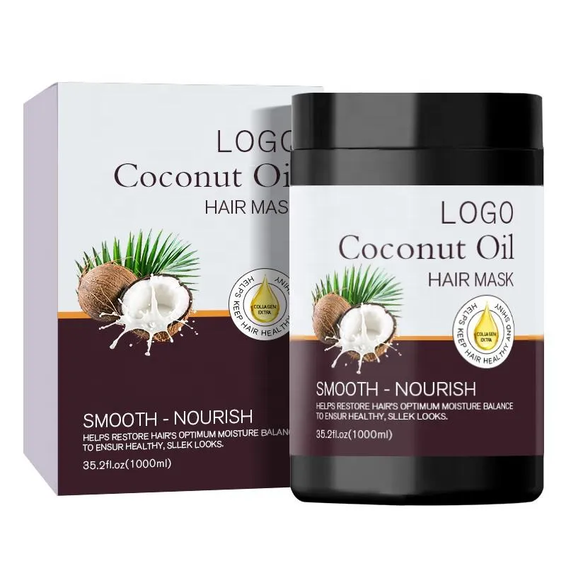 Wholesale Custom 1000ml Coconut Oil Deep Repair Hair Mask – Intensive Treatment for Damaged Hair