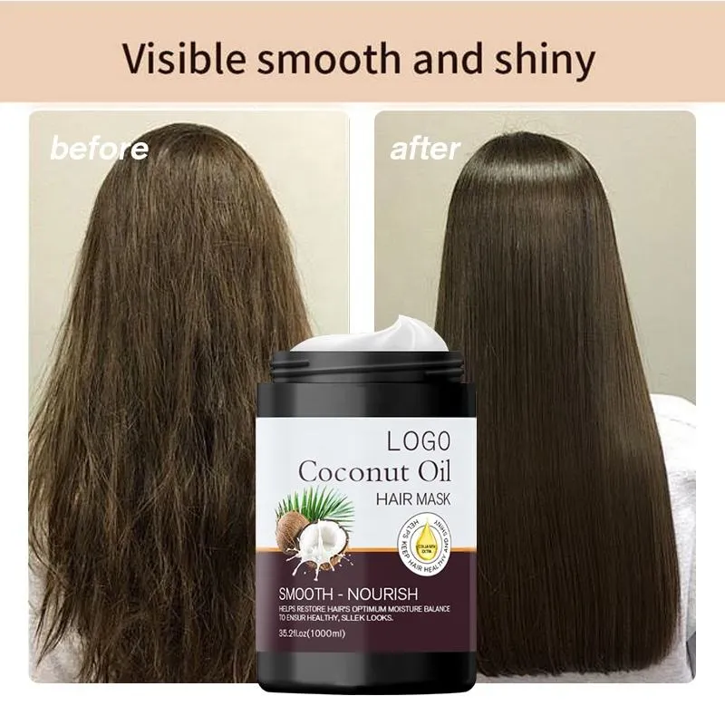 Wholesale Custom 1000ml Coconut Oil Deep Repair Hair Mask – Intensive Treatment for Damaged Hair - Image 3