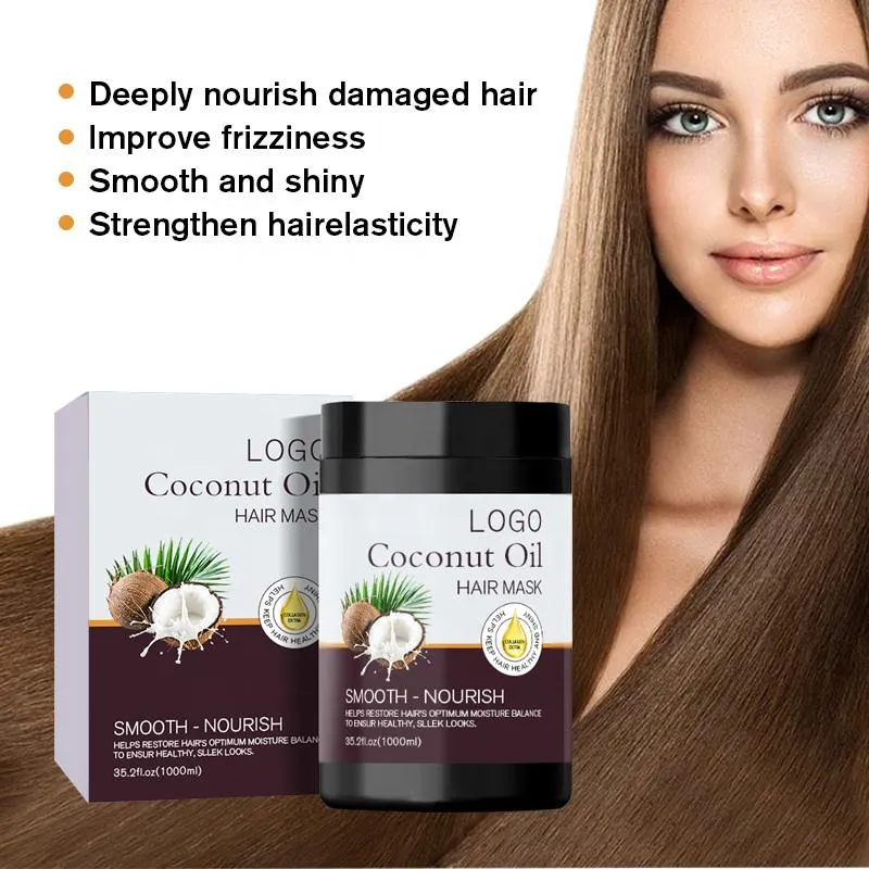 Wholesale Custom 1000ml Coconut Oil Deep Repair Hair Mask – Intensive Treatment for Damaged Hair - Image 4
