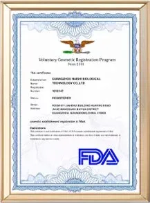 FDA Registered — U.S. Food & Drug Administration at C-Beauty Industry cosmetics manufacturer
